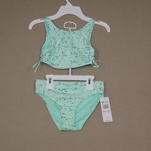 Roxy Girls' Fun with Love Crop Top Swimsuit Set, Size 10, Beach Glass
